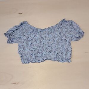 Cato Blue Paisley Crop Top Size X-Large Women's Pre-Owned Summer Lightweight